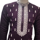 Wonderful Wine Color With Embroidery Work Kurta Suits For Men
