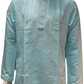 Alluring Sky Blue Color With Cotton Embroidery Work Kurta Suits For Men