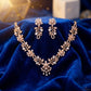 Exquisite White Stone Gold Plated Necklace And Earrings Set