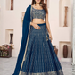 Alluring Blue Color Georgette Lehenga Choli With Sequins And Embroidery Work For Women