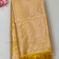 Attractive Yellow Color Silk Cotton Saree With Silver Zari Work For Women