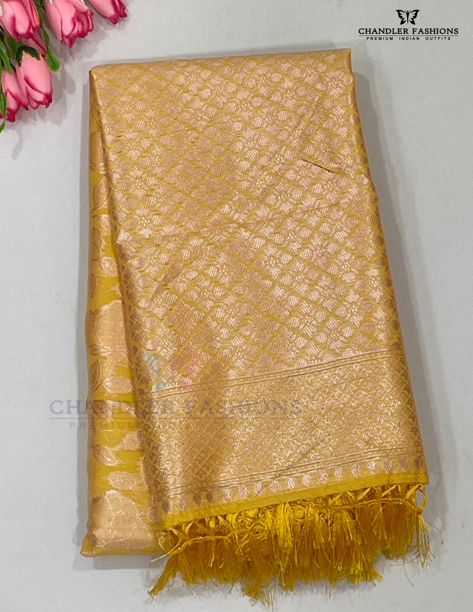 Attractive Yellow Color Silk Cotton Saree With Silver Zari Work For Women
