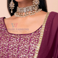 Wine Color Georgette Embroidery Work Lehenga Choli In Douglas