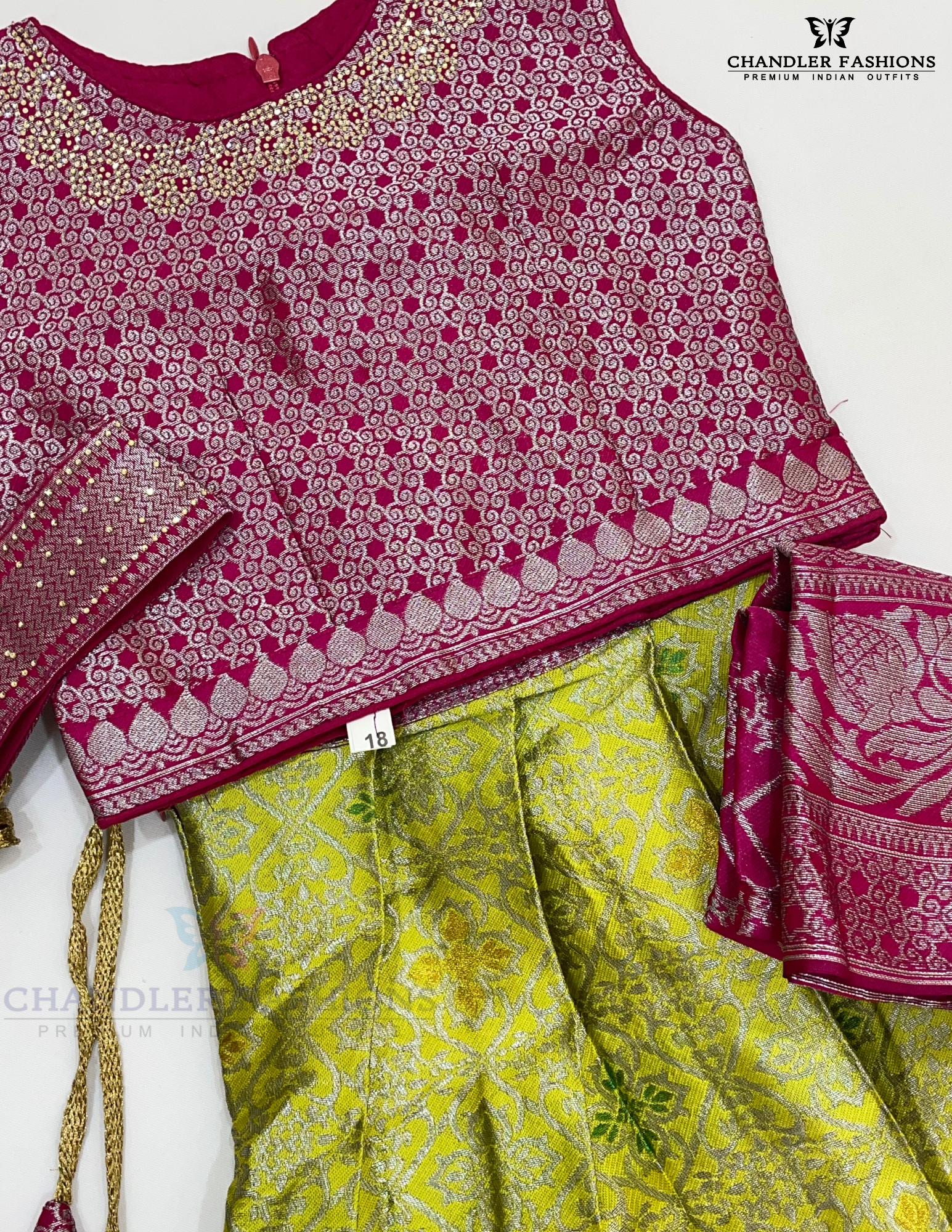 Appealing Pink And Light Green Colored Art Silk Choli Sets In USA