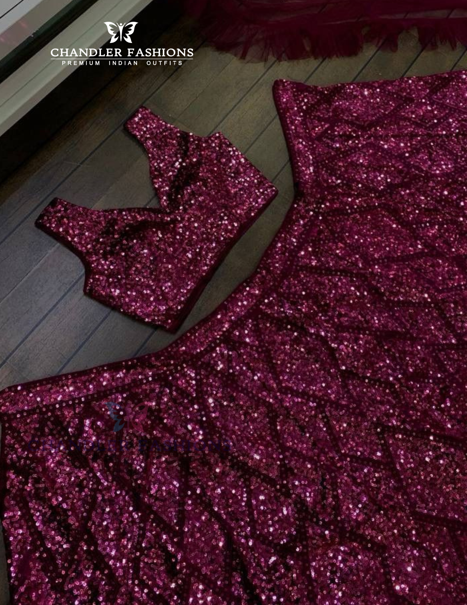 Wine Color Thread And Sequins Work Lehenga In Mesa