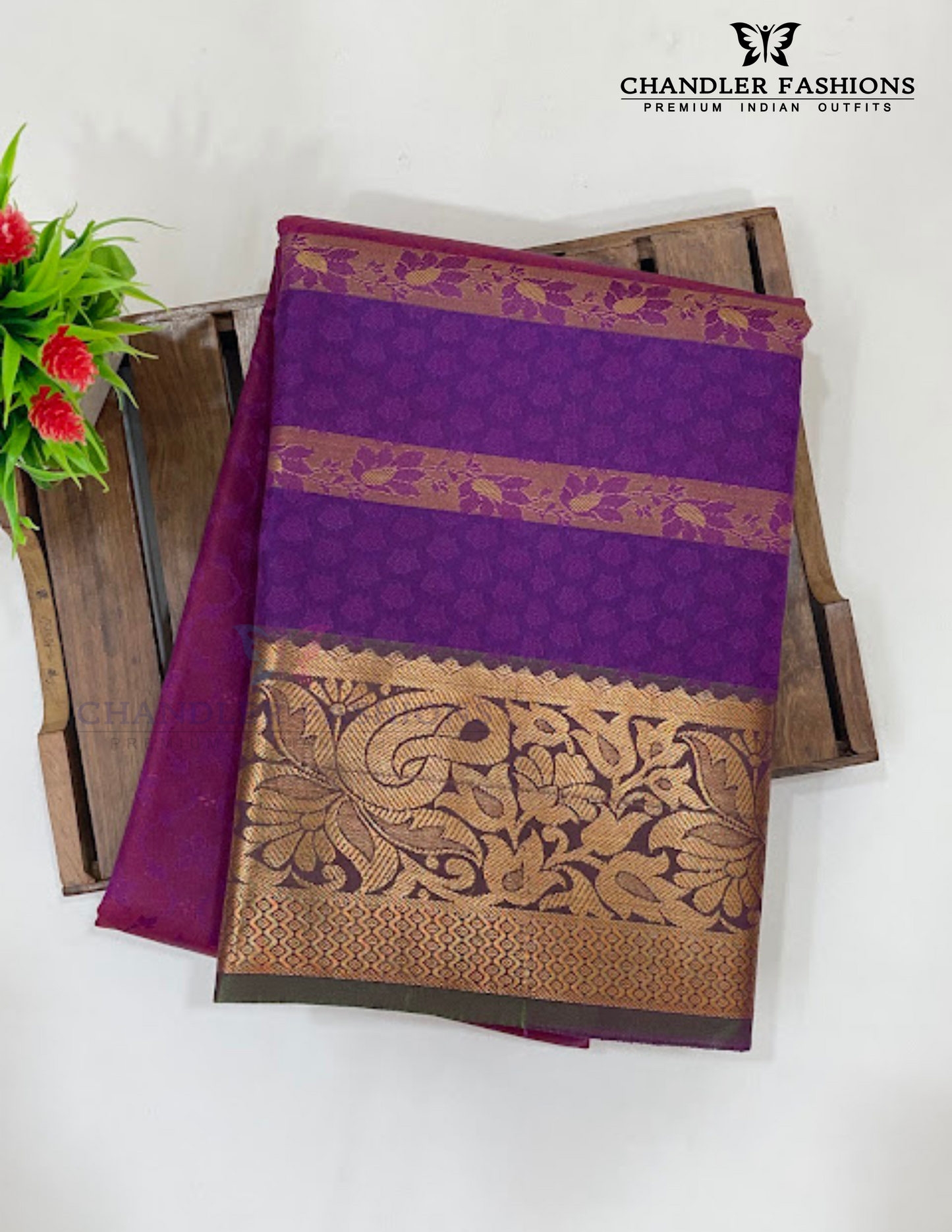 Stunning Purple Color Pure Kanchi Silk Zari Border Work Saree For Women Near Me