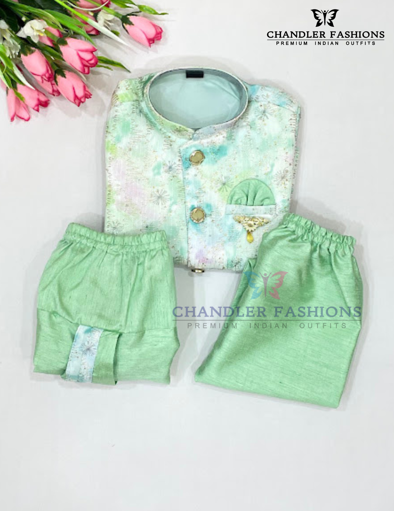 Green Color Silk Cotton Kurta Pajama Pant  In USA