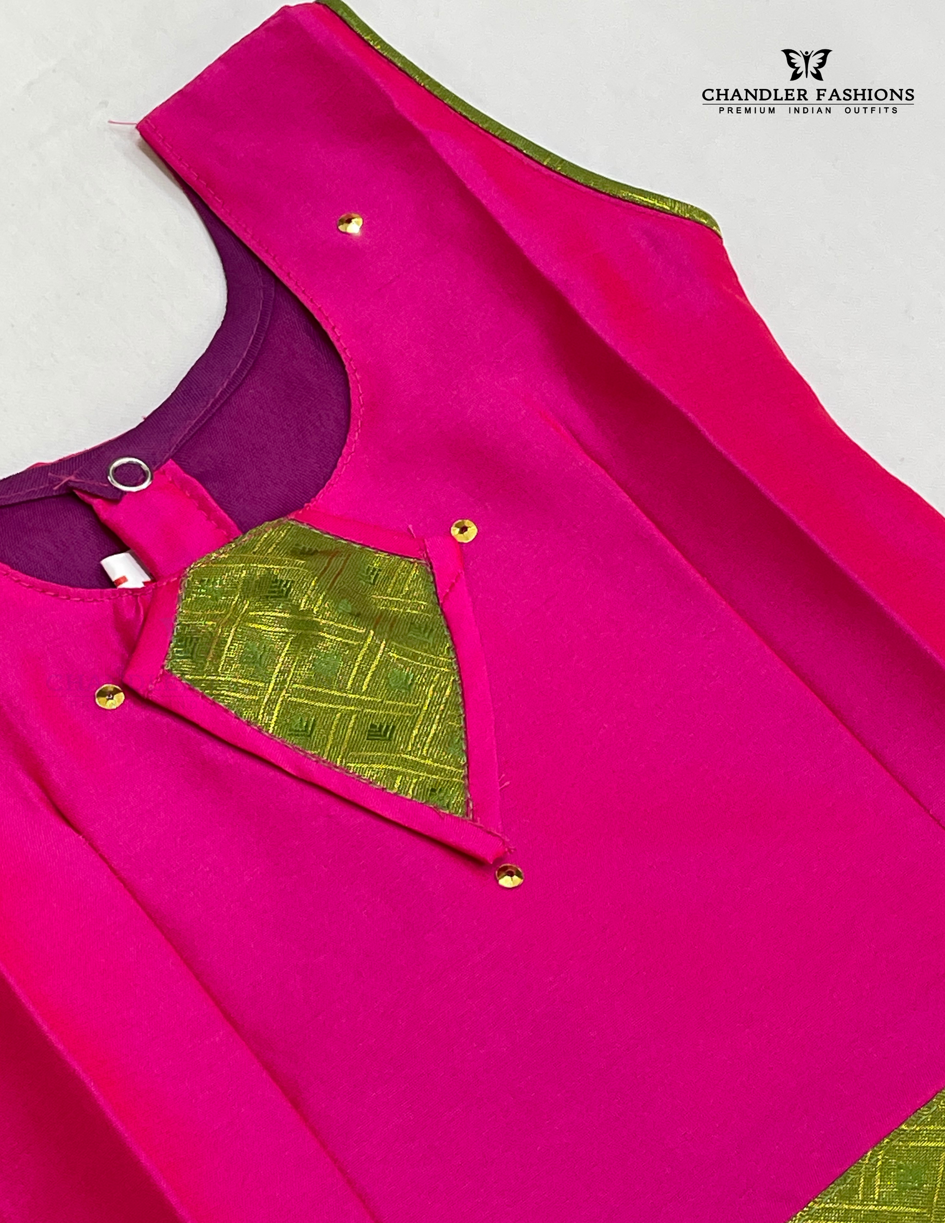 Preety Pink Colored Self Design Silk Langa Sets In Mesa