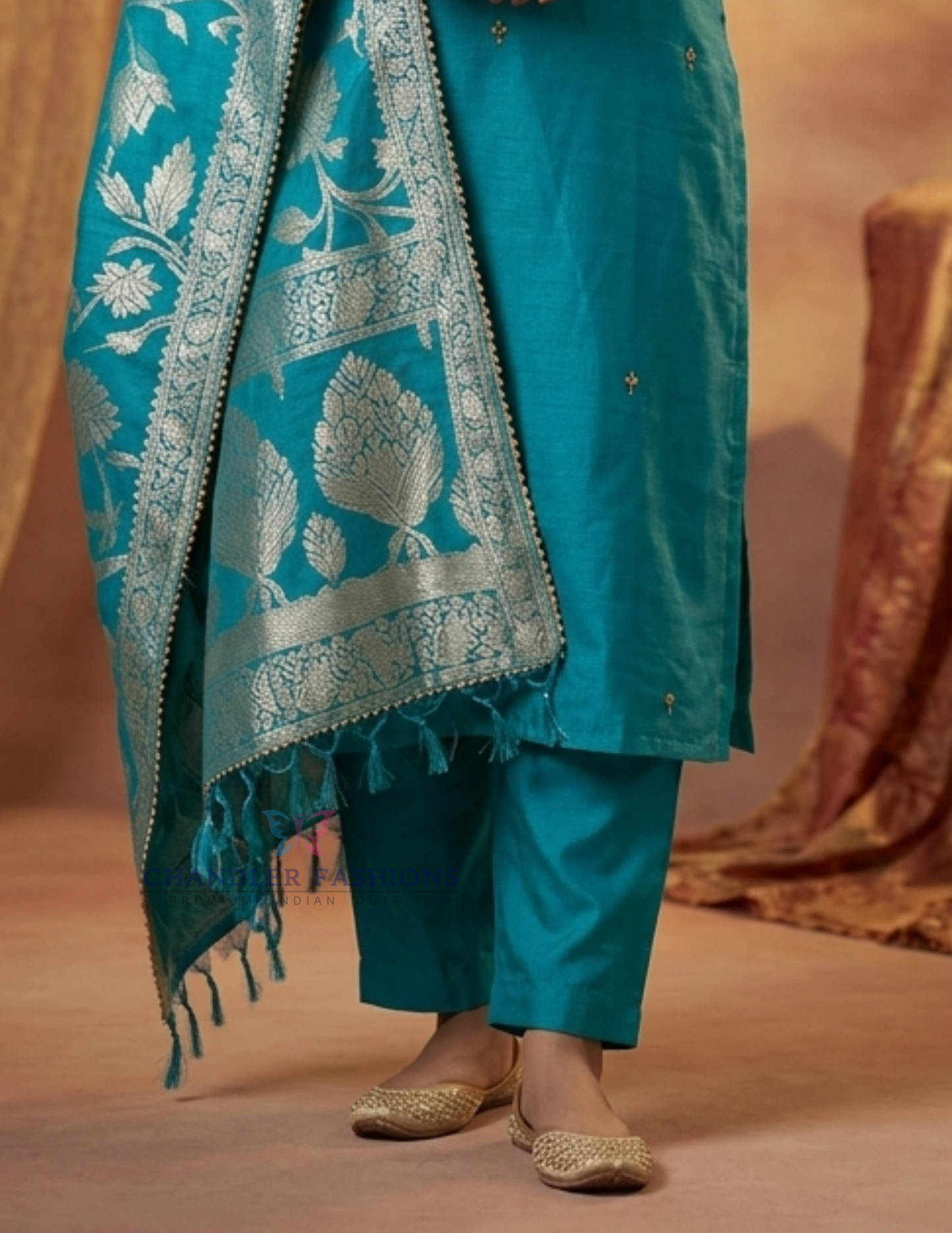 Sky Blue Color Silk Salwar Suits In USA