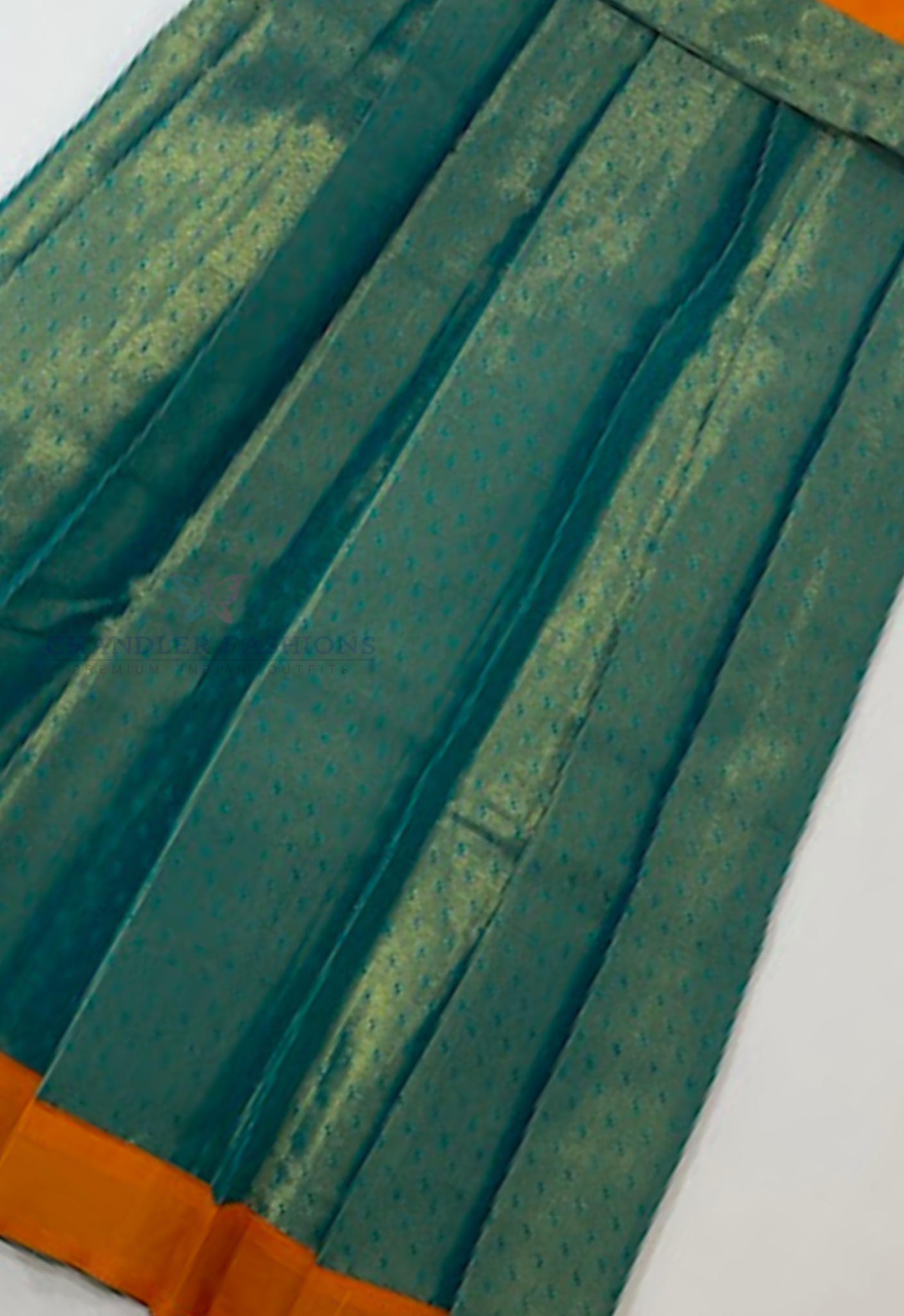 Elegant Orange Color Silk Langa Sets With Zari Work For Girls