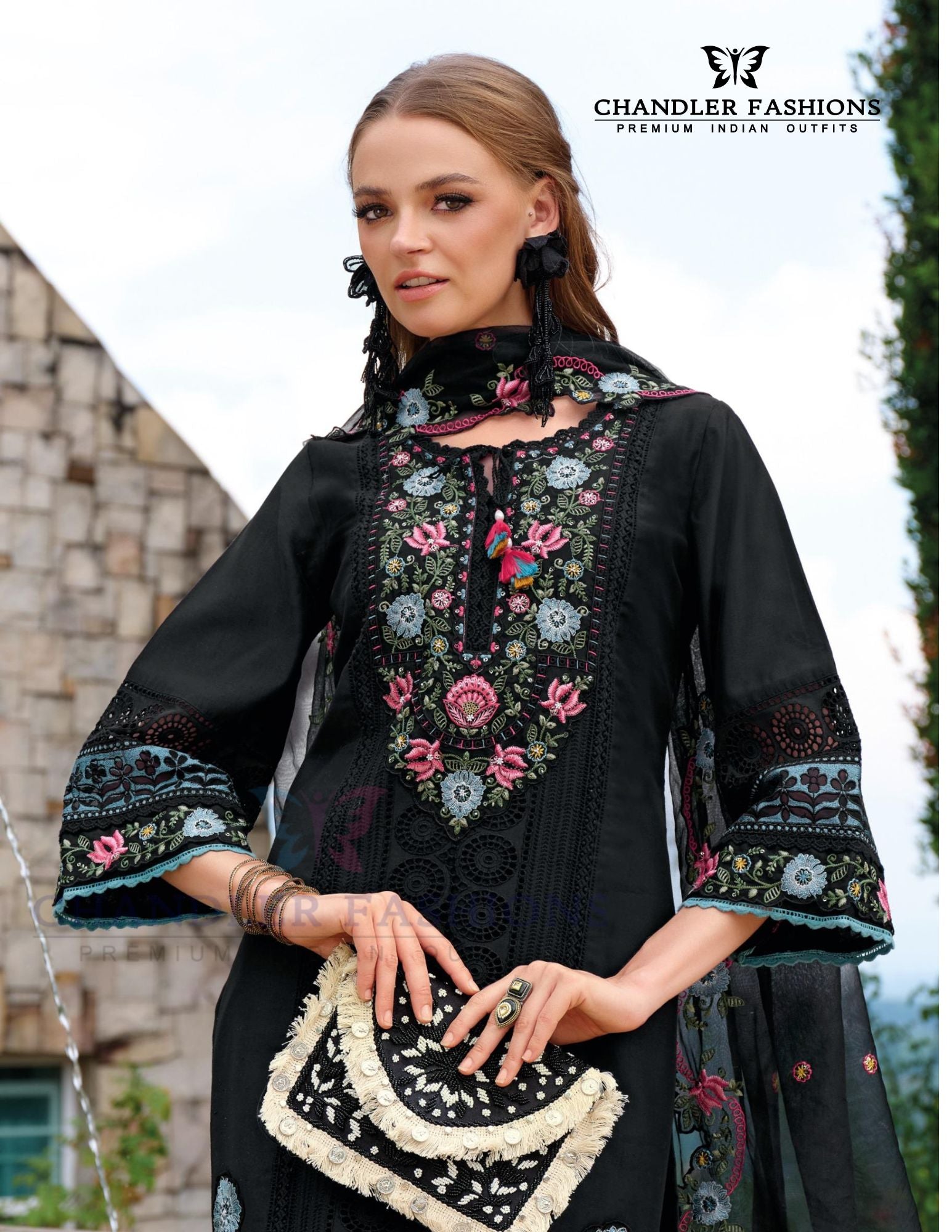 Beautiful Black Color Organza With Embroidery Work Salwar Suits For Women In USA