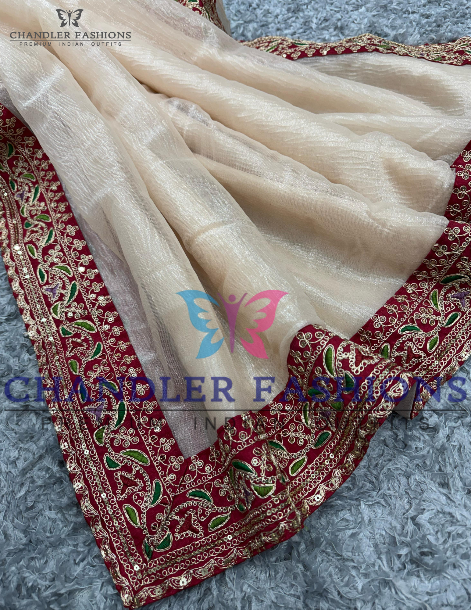 Attractive Cream Color Saree For Women in Suncity