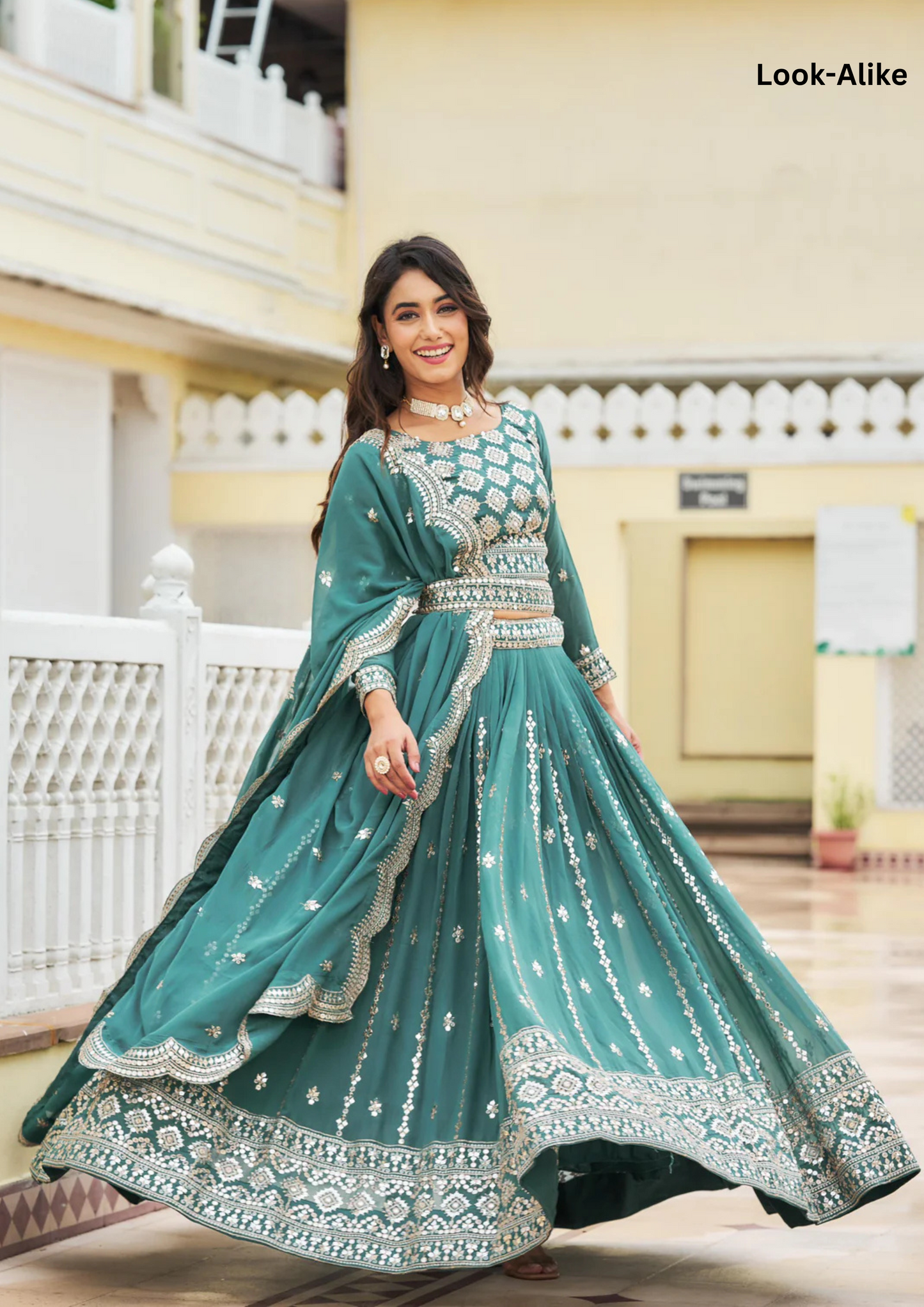 Amazing Teal Green Color Embroidery Sequins Work Lehenga Choli For Women