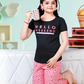 Charming Black And Pink Short Sleeve Round Neck Rich Cotton Pajama Set