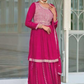 Gorgeous Pink Color Premium Silk Embroidery Designer Kurti