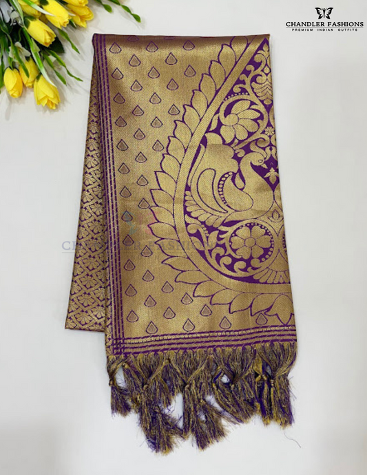 Beautiful Purple Color Art Silk With Designer Zari Work (Ponnadai) For Guest