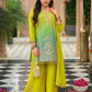 Stunning Lime Green Color Chinon With Embroidery Work Palazzo Suits For Girls