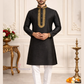 Marvelous Black Color Brocade Designer Men's Kurta With Pajama Pant
