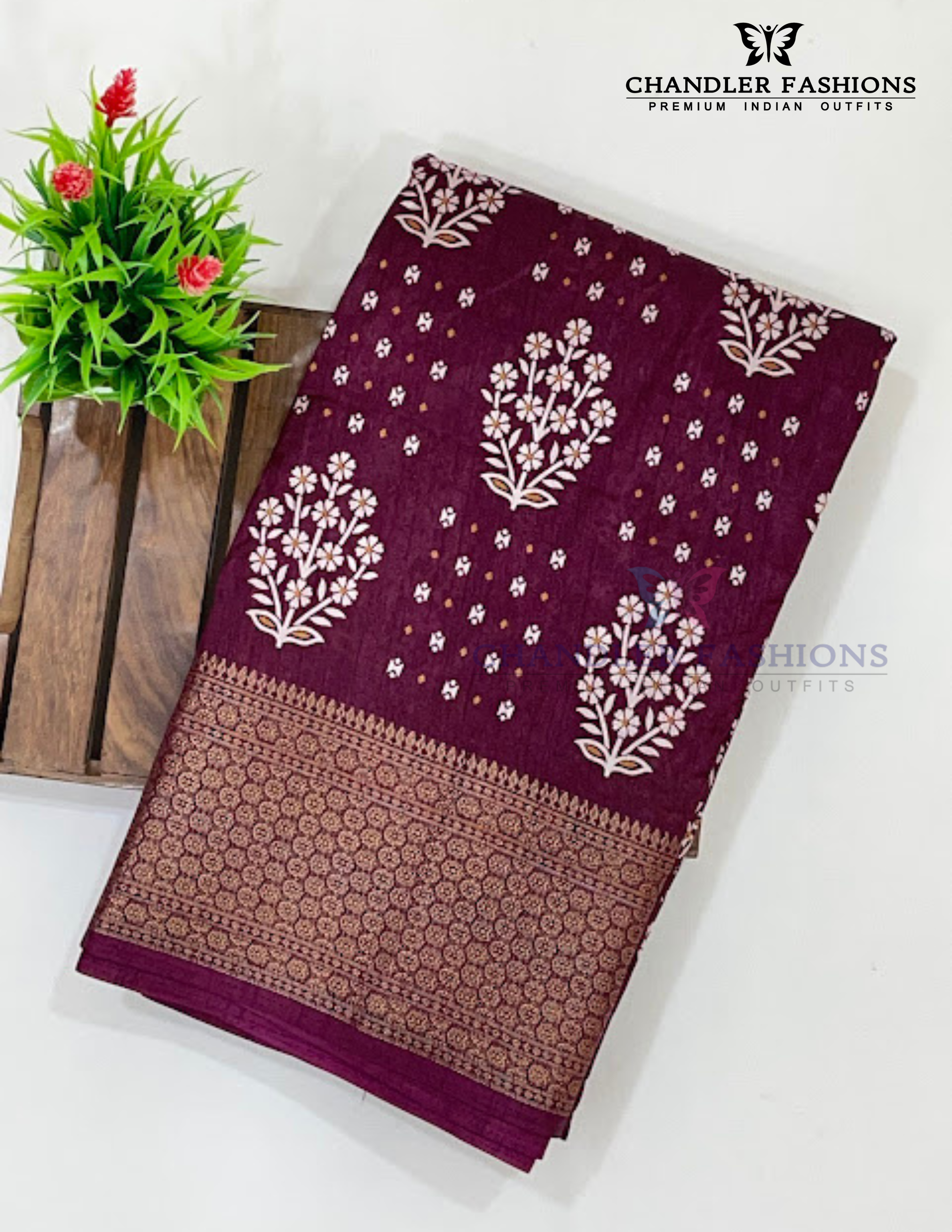 Alluring Maroon Color With Printed Work Chiffon Silk Saree For Women Near Me