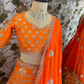 Attractive Orange Color Sequins And Zari Embroidery Work Lehenga In Peoria