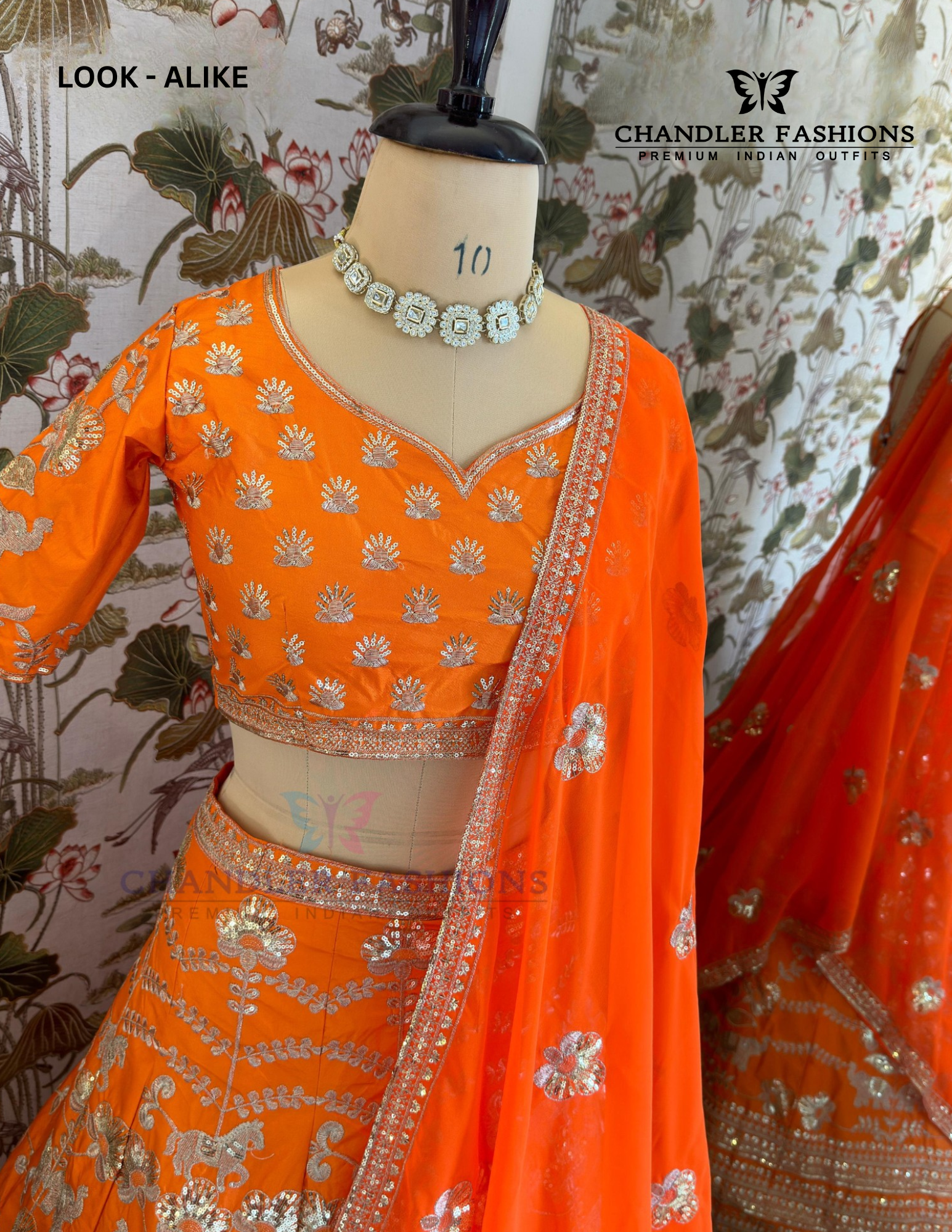 Attractive Orange Color Sequins And Zari Embroidery Work Lehenga In Peoria