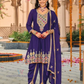 Appealing Dark Violet Color Heavy Chinon With Embroidery Work Kurti Suits For Women