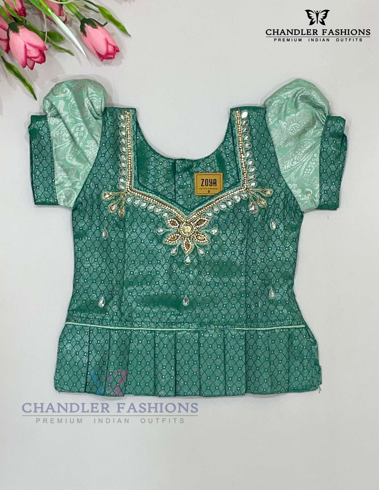 Attractive Green Color Art Silk Langa Set In Surprise