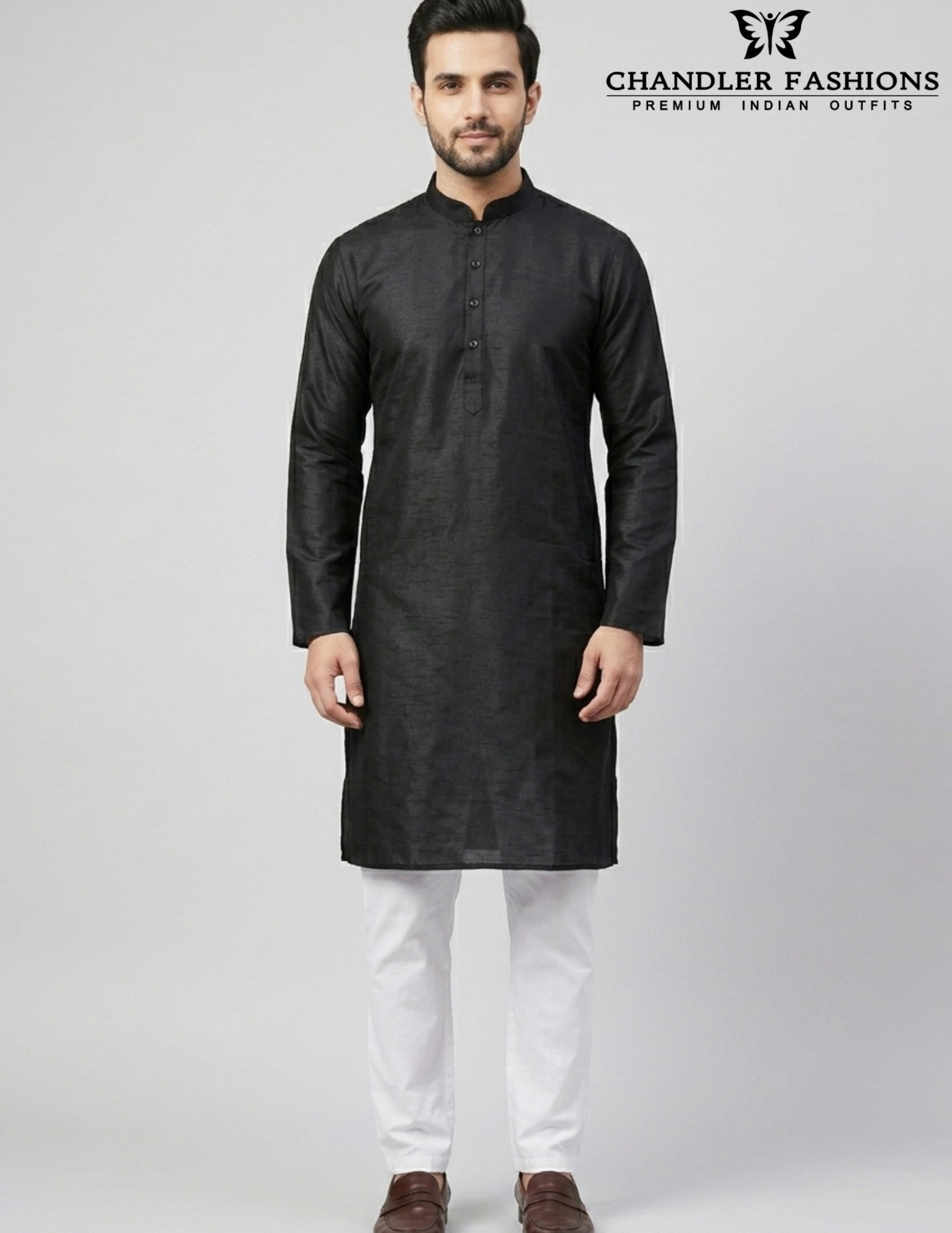 Gorgeous Black Color Men's Kurta With Pajama Pant