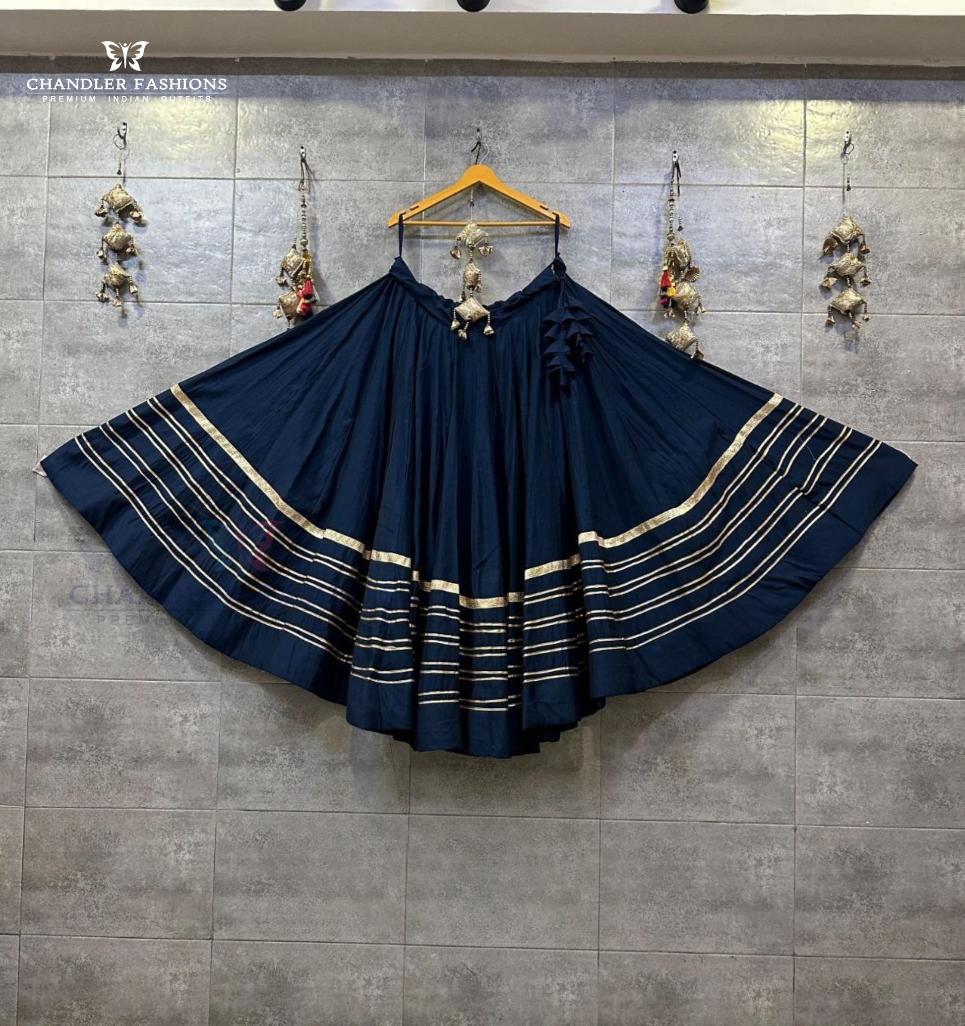Alluring Navy Blue Color Raman Silk With Lace Work Chaniya Lehenga For Women