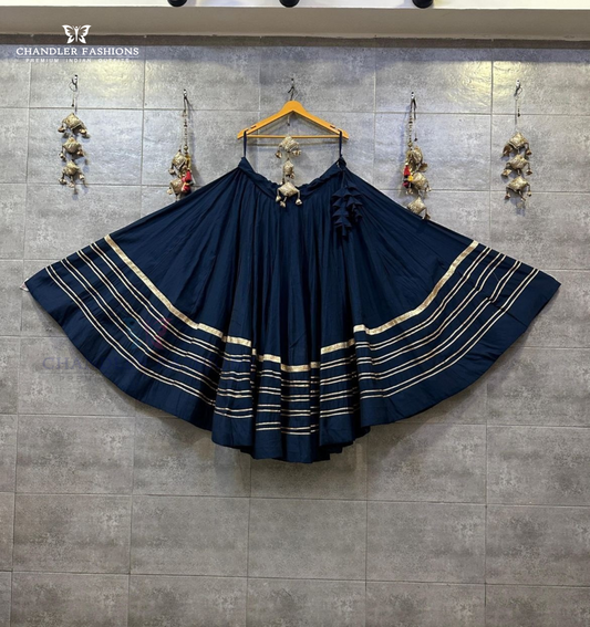 Alluring Navy Blue Color Raman Silk With Lace Work Chaniya Lehenga For Women
