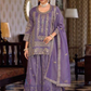 Stunning Purple Color Shimmer Palazzo Suits With Embroidery Work For Women