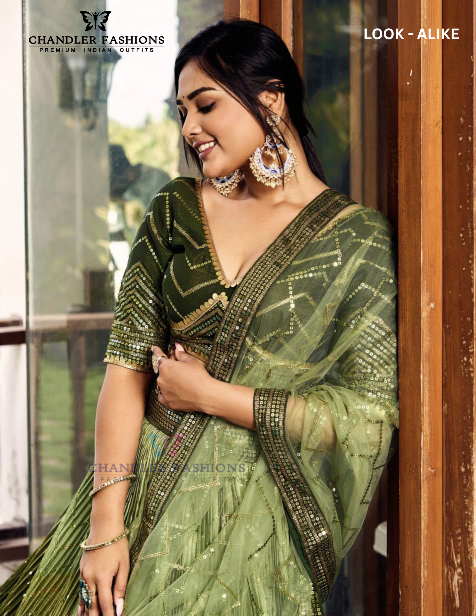 Green Color Silk Sequins Work Lehenga Choli In Yuma