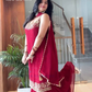 Red Color Georgette Sequins Work Palazzo Suits In USA