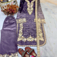 Amazing Purple Color Palazzo Suits With Embroidery And Sequins Work For Women
