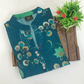 Peacock Blue Color With Printed Work Cotton Kurti In USA