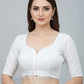 Elegant White Colored Velvet With Paan Neck Readymade Blouse For Women