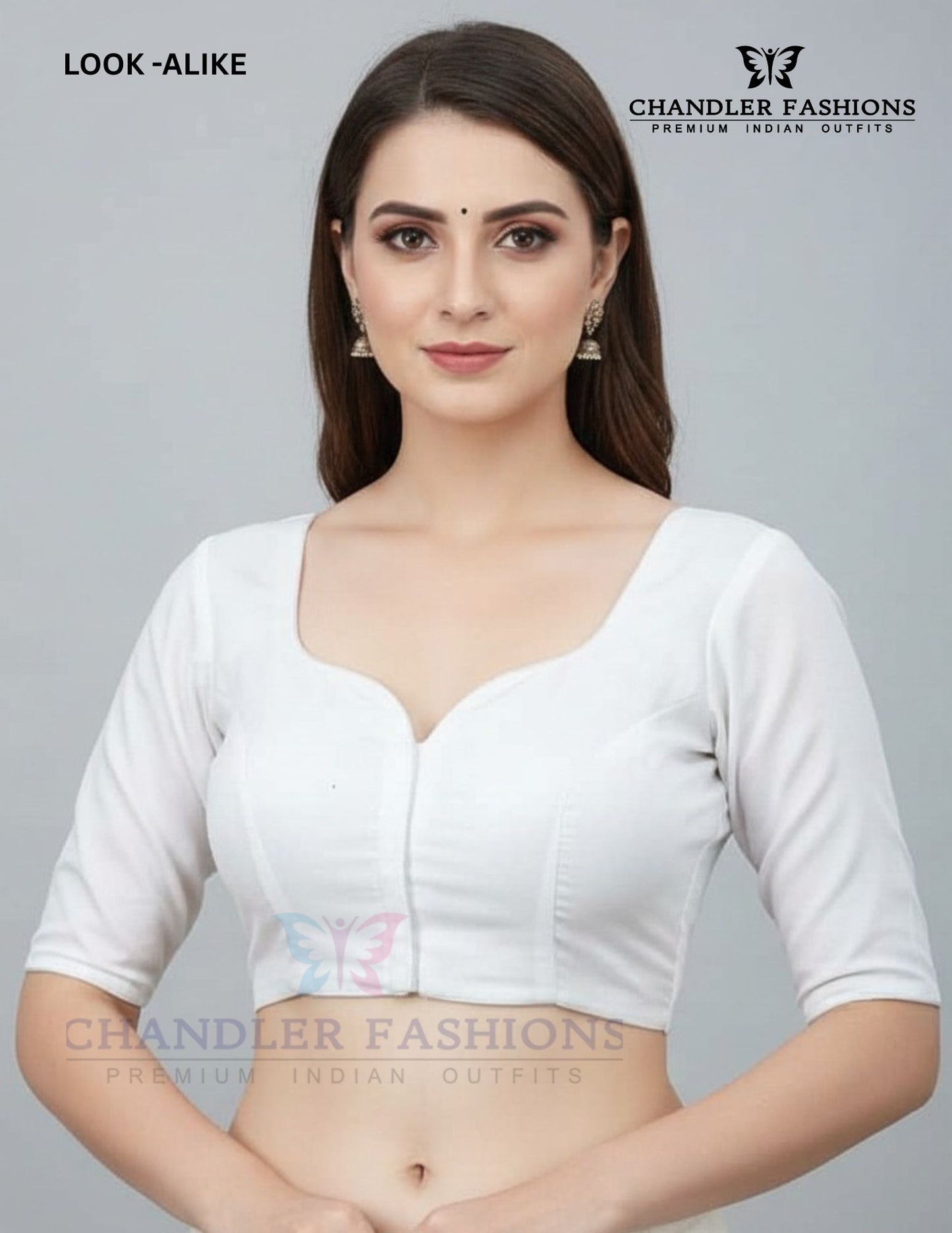 Elegant White Colored Velvet With Paan Neck Readymade Blouse For Women