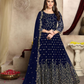 Wonderful Navy Blue Color Heavy Georgette With Embroidery Work Anarkali Suit And Dupatta