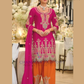 Alluring Pink Color Chinon With Embroidery Work Palazzo Suits And Dupatta