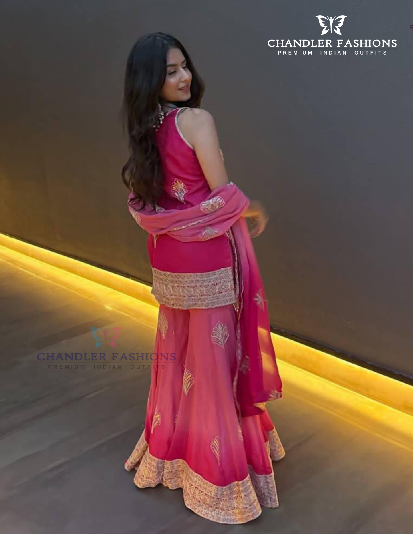 Pink Color Rangoli Silk Palazzo Suits With Embroidery Work In Gilbert
