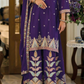 Lovely Violet Color  Embroidery Palazzo Suits With Dupatta In USA