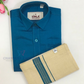 Charming Blue Color Cotton Shirt With Tissue Zari Work Dhoti Set For Kids Near Me