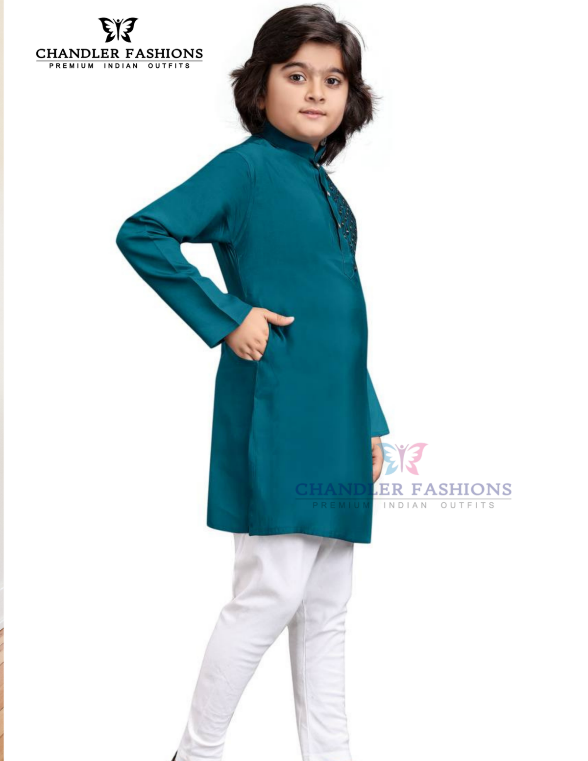 Embroidery Work Kurta Pajama Set For Kids Near Me