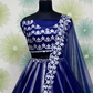 Pleasing Dark Blue Color Georgette Lehenga Choli Near Me