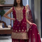 Maroon Heavy Embroidery Work Suits With Dupatta Near Me