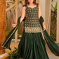 Pleasing Green Color Faux Georgette Palazzo Suit In USA