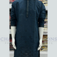 Elegant Teal Bue Color Silk Kurta With Embroidery Work Pajama For Men