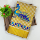 Kerala Cotton Peacock Embroidery Saree With Copper Zari Border Near Me