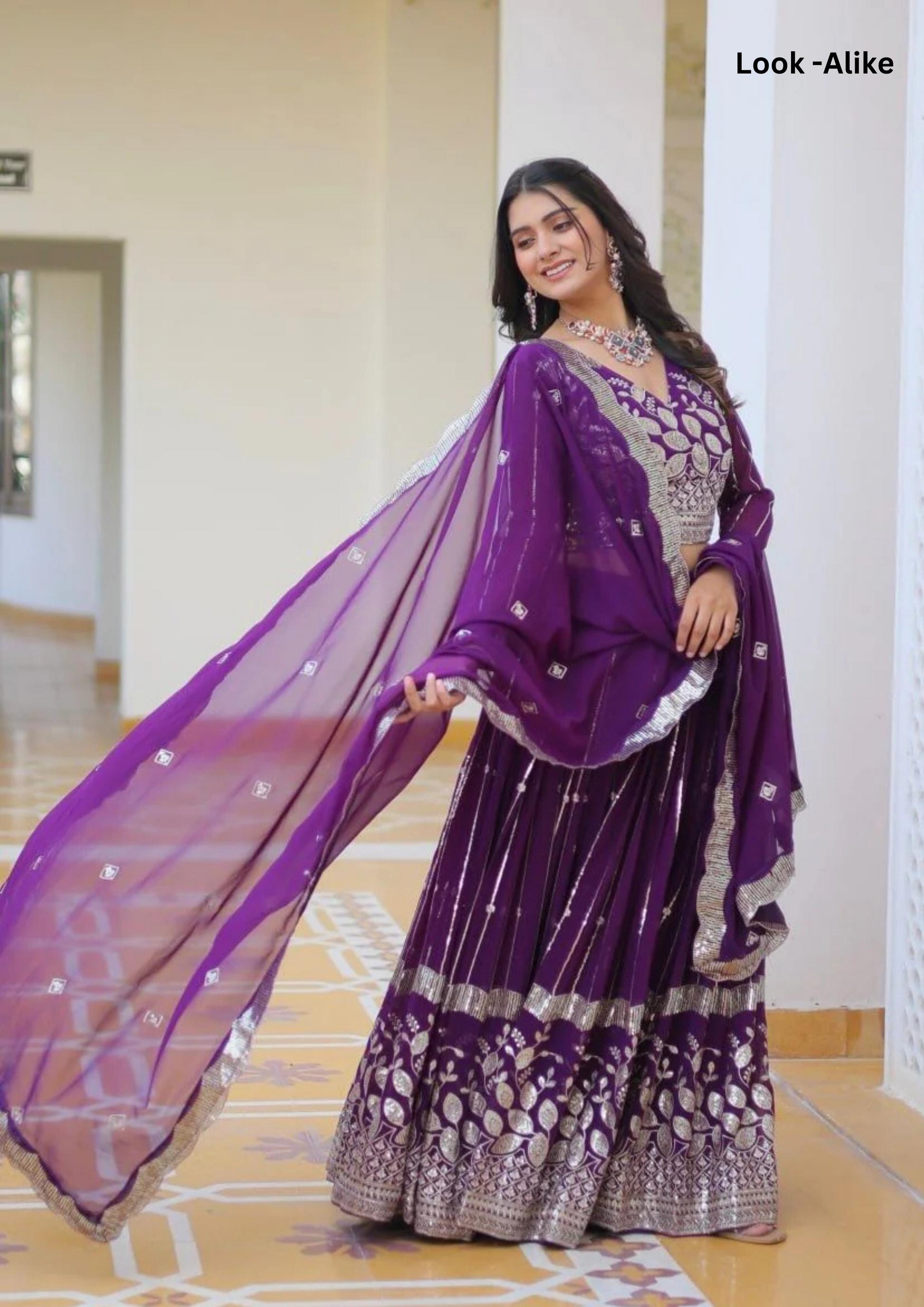 Purple Color Heavy Georgette Embroidered With Sequins Lehenga Choli In USA