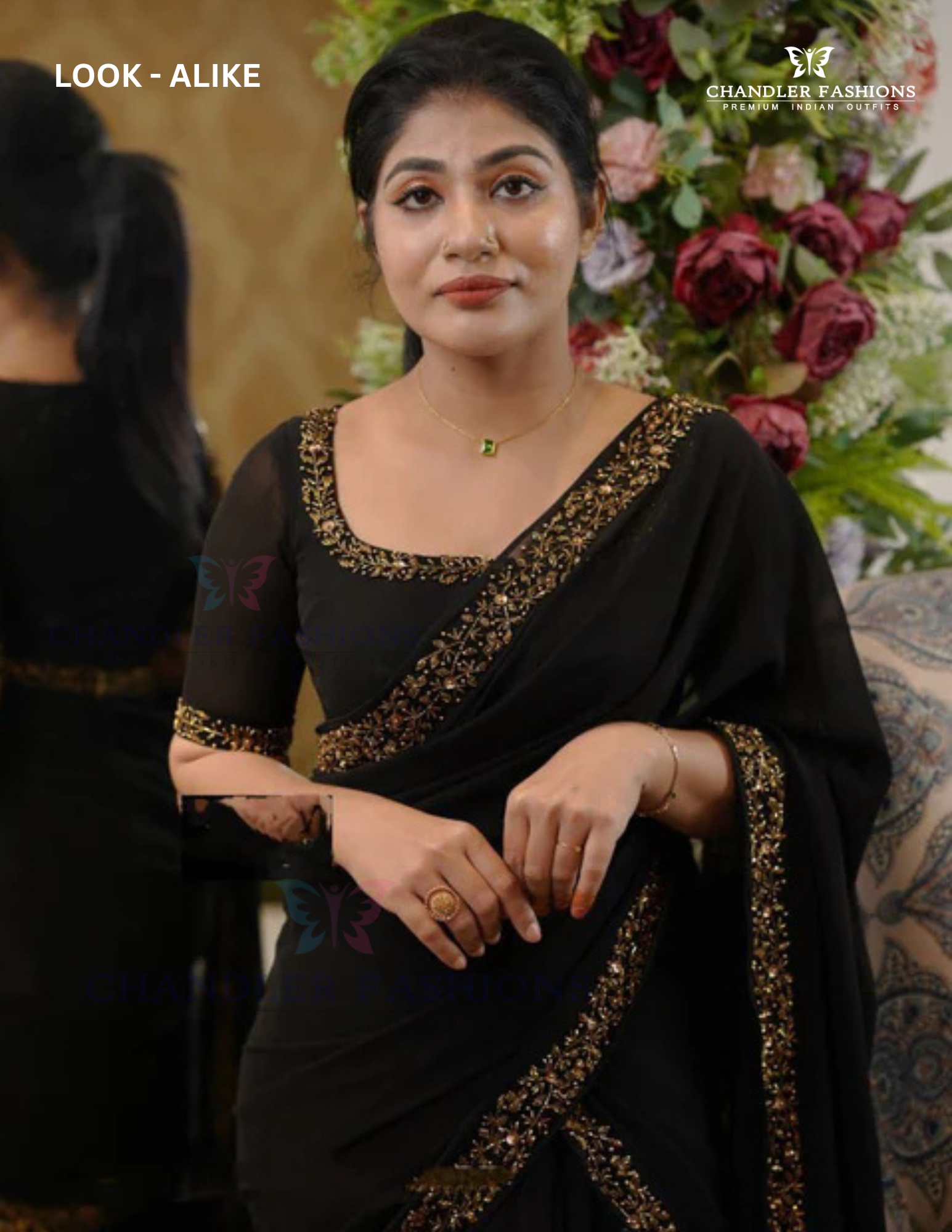 Black Color Ready To Wear One Minute Georgette Embroidery Gown Saree Near Me